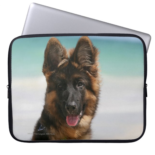Lång Haired tysk herdestrand Laptop Sleeve (Framsidan)