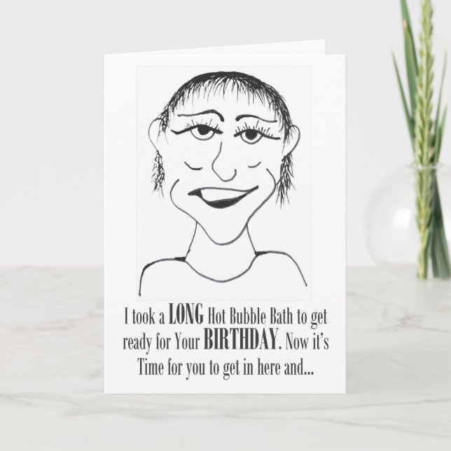 Lång Hett Bubble Bath - Birthday Card Kort (Framsida)