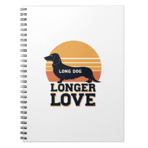 Lång Hund Längre Kärlek Vintage Dachshund Solnedgå Anteckningsbok
