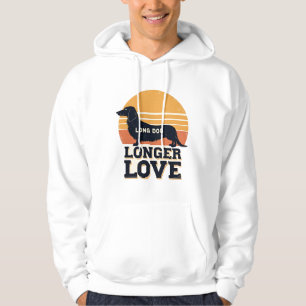 Lång Hund Längre Kärlek Vintage Dachshund Solnedgå Hoodie
