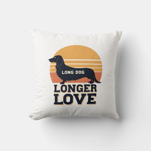 Lång Hund Längre Kärlek Vintage Dachshund Solnedgå Kudde (Framsida)