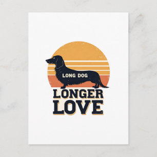 Lång Hund Längre Kärlek Vintage Dachshund Solnedgå Vykort