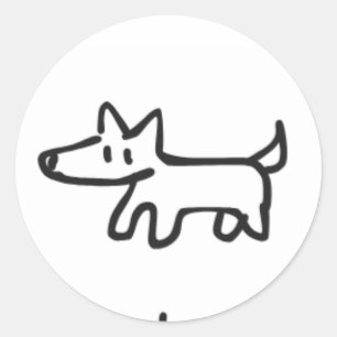 lång hund runt klistermärke