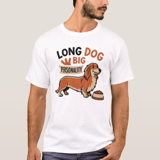 Lång Hund Stor Personlighet Tecknad Film T Shirt