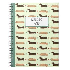 Lång Hundar - Dachshunds Grönt bärbar dator Anteckningsbok