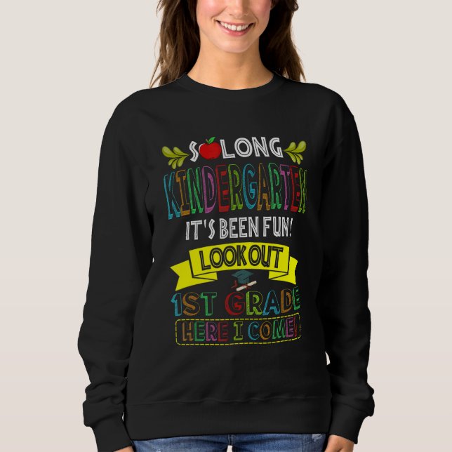 Lång Kindergarten, se upp 1:a Klass Senior Gra T Shirt (Framsida)