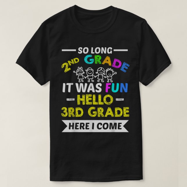 Lång Klass 2:a Hej 3:e Klass-medlemmen Stud T Shirt (Design framsida)