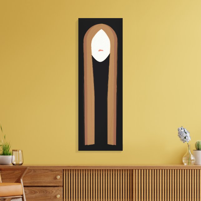 Lång konst för hår | Minimalistisk modern porträtt Canvastryck (Insitu (Vardagsrum))