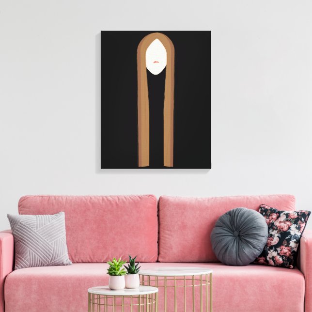 Lång konst för hår | Minimalistisk modern porträtt Canvastryck (Insitu (Vardagsrum))