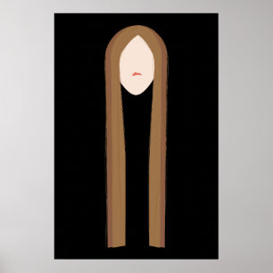 Lång konst med hår Minimalistisk modern porträtt Poster