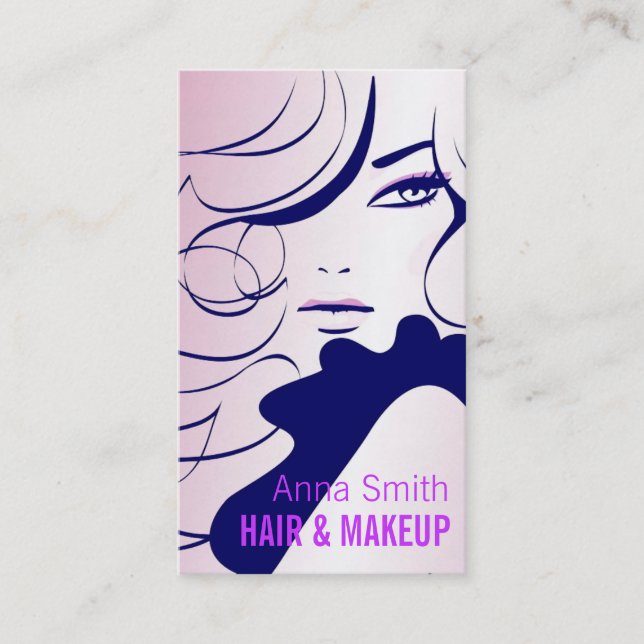 Lång konstnär för Makeup för hårkvinnahår Visitkort (Framsida)