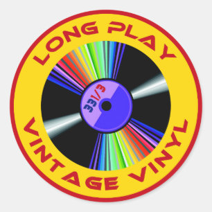 Lång lekvintagevinyl 33 1/3 runt klistermärke