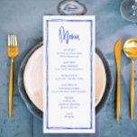 Lång meny för fransk blå handskriven Bröllop<br><div class="desc">Modern Fransk Blue Bröllop Long Menu</div>