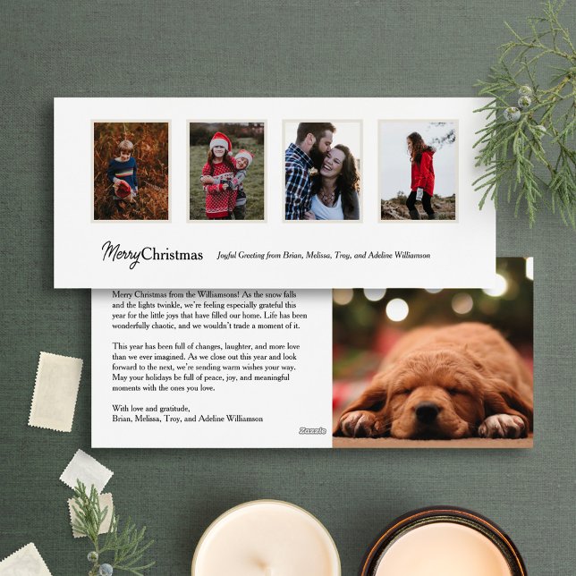 Lång, minimalistisk fyra fotopriskort för Helgdag Julkort (Skapare uppladdad)