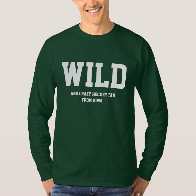 Lång muff för galen Iowa hockeyfläkt Tee (Framsida)