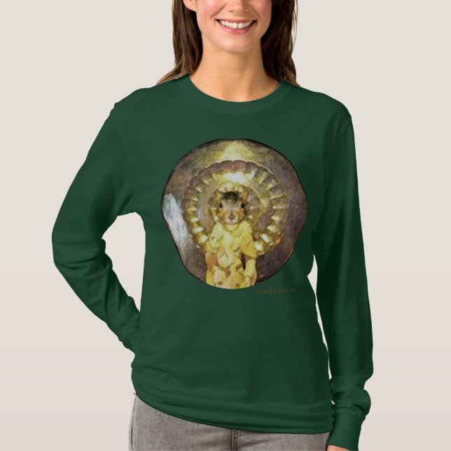 Lång muff skjorta med sakral ekorredesign tee (Framsida)