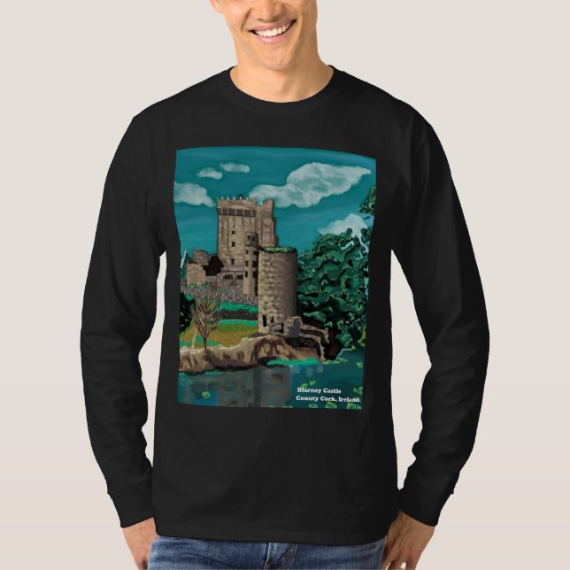 Lång-muff utslagsplats för Blarney slott T-shirt (Framsida)
