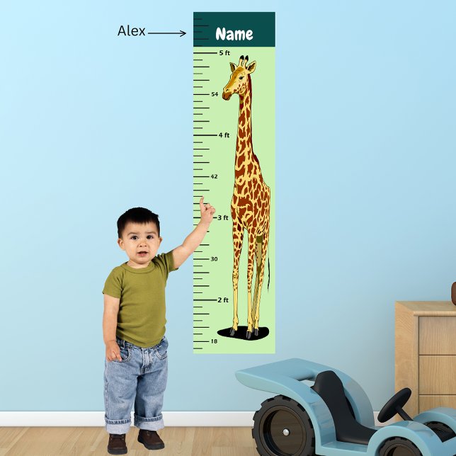 Lång Nacke-giraffemökningsdiagram Lägg till barnet Poster (Long Neck Giraffe Growth Chart Add Child's Name)
