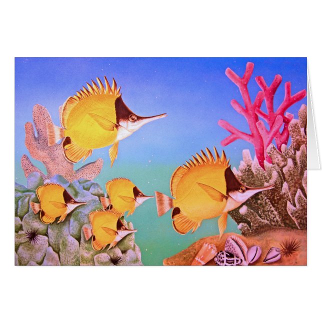 Lång-näsa fjärilsfisk hälsningskort (Framsidan Horizontal)