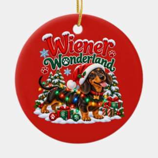 Lång och glad jul Rolig Dachshund Jul Julgransprydnad Keramik