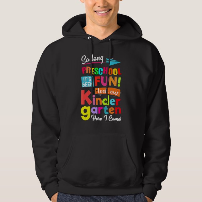 Lång preschool titta ut ur Kindergarten här. Hoodie (Framsida)