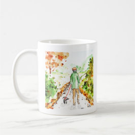 Lång promenad hem kaffemugg
