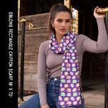 Lång rektangel med Lila av färglösa kakor Sjal<br><div class="desc">Long rectangle chiffon scarf with a colorful macaron cookie pattern with a purple background. Other sizes are available. Personalize it or Edit it using the Design Tool Bar to add Text or tiling and resize the image.</div>