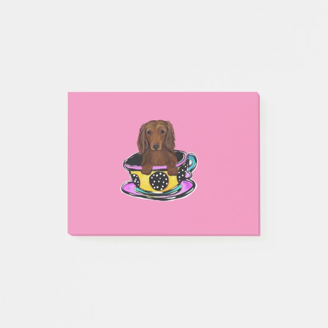 Lång Rödhårig Doxie Post-it Block (Framsida)