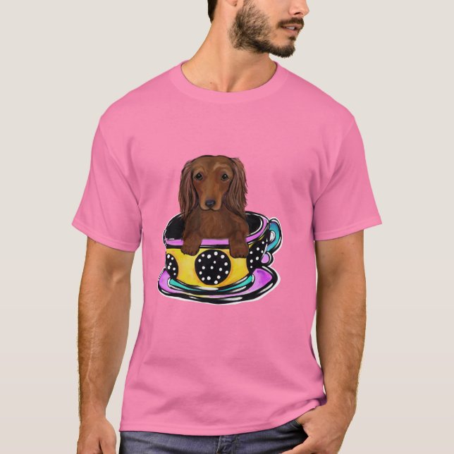 Lång Rödhårig Doxie T Shirt (Framsida)
