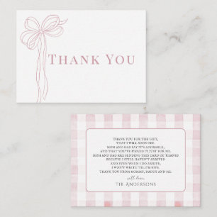 Lång rosa banderoll flicka baby shower tack anteckningskort