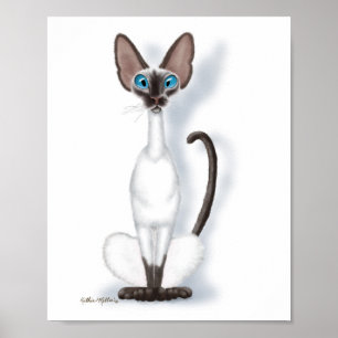Lång & sällsam siamesisk katt-tecknad serie poster