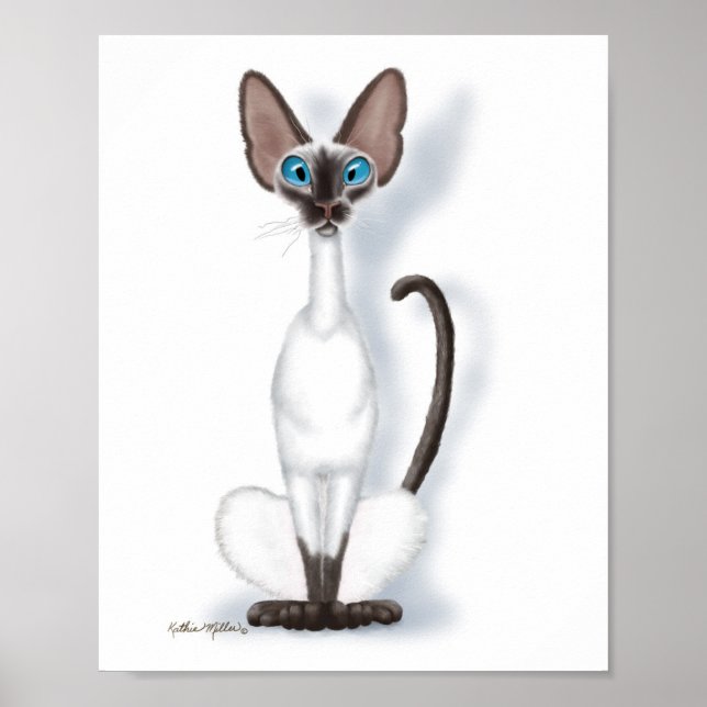 Lång & sällsam siamesisk katt-tecknad serie poster (Framsidan)