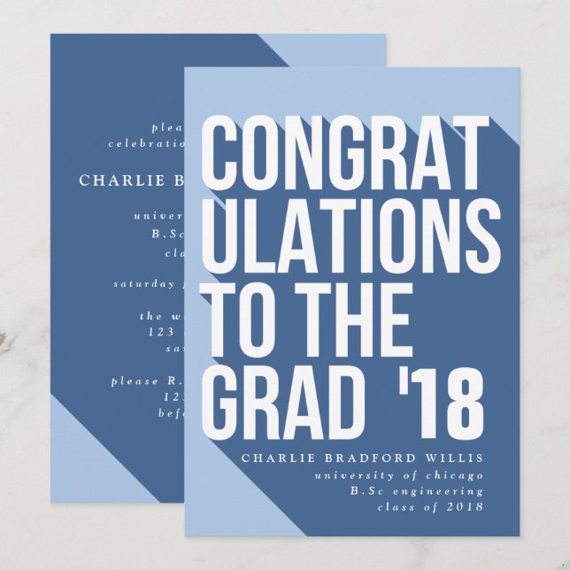 LÅNG SHADOW GRATULERAR TILL GRAD NAVY INBJUDNINGAR (Fram/baksida)