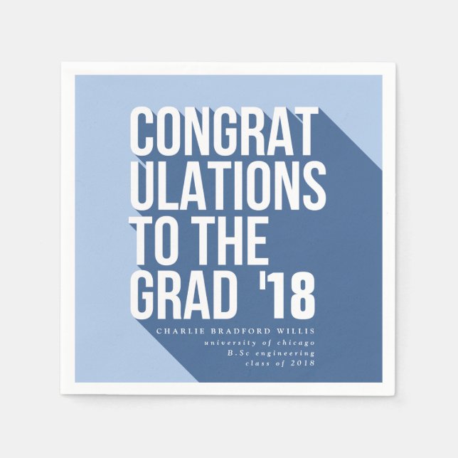 LÅNG SHADOW GRATULERAR TILL GRAD NAVY PAPPERSSERVETT (Framsidan)