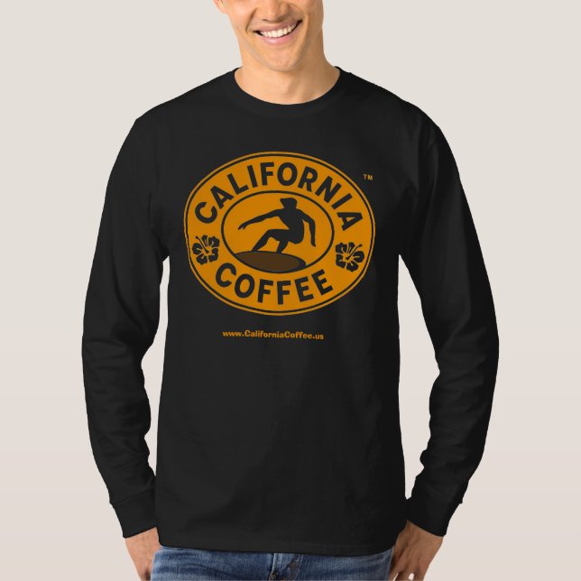 Lång Sleve för Kalifornien kaffe T-tröja Tee (Framsida)