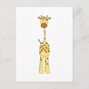 Lång söt giraff. Tecknad djur. Vykort