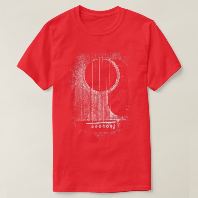Lång Sten-roll för akustisk gitarr sex strängar T Shirt (Design framsida)