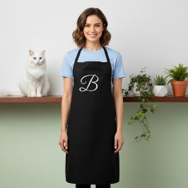 Lång svart monogrammärkt förkläde