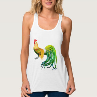 Lång Tailed Phoenix tuppFlowy Racerback tank Linne Med Racerback