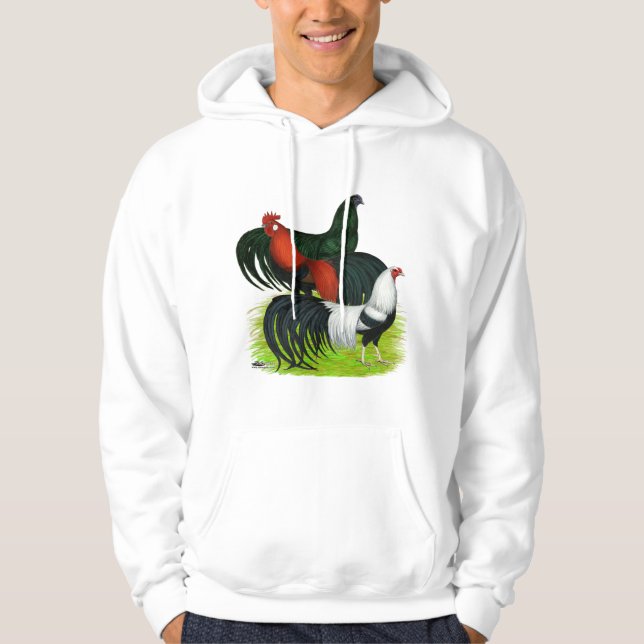 Lång-tailed tuppTrio Sweatshirt Med Luva (Framsida)