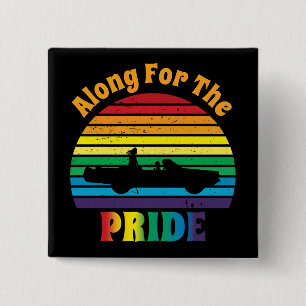 Lång till Pridet Retro 70's Rainbow Sunset Knapp