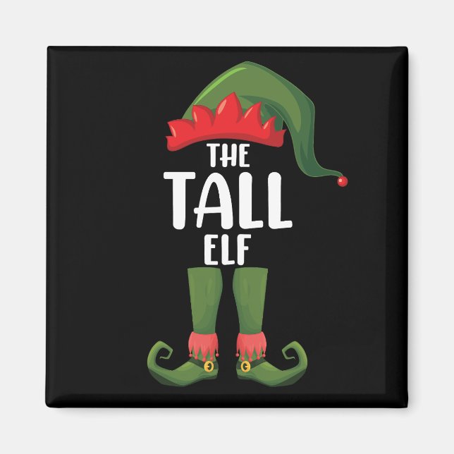 Lång tomte matchande familj jul  magnet (Framsidan)