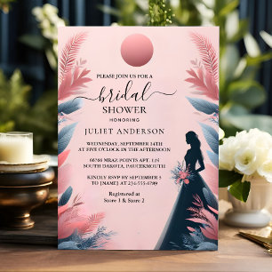 Lång Tulle Regal Glam Rosa Bröllopsfest Inbjudningar
