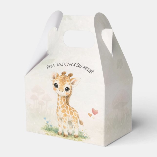 Lång underbar giraff söt safari baby shower presentaskar (Framsidan Sidan)