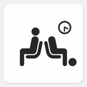 Lång vänteskylt fyrkantigt klistermärke
