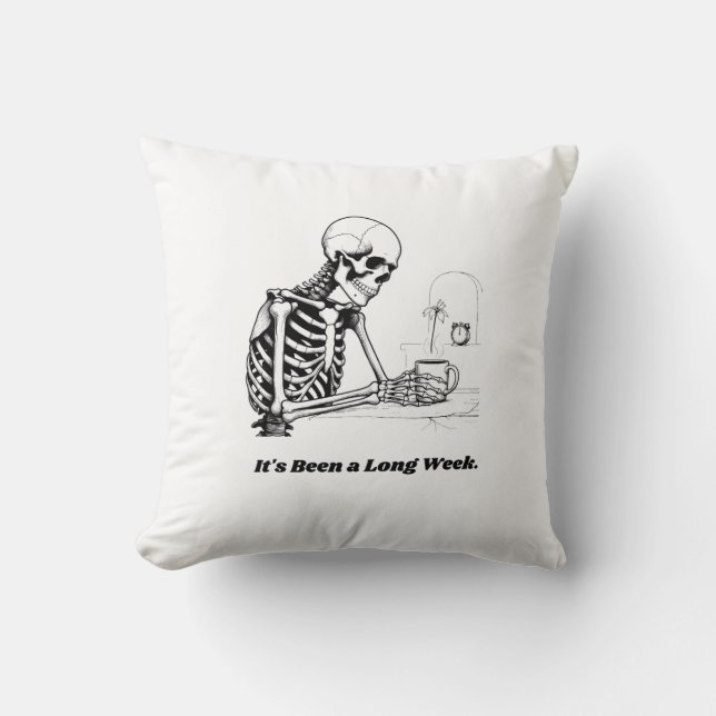 Lång vecka skelett t-shirt | Minimalistisk Kudde (Framsida)