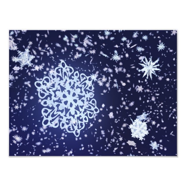 Lång vinter - nattfoto Skriv ut Fototryck (Framsidan)