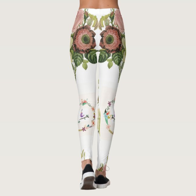 Långa blommigtar, vita tonåringar leggings (Baksida)