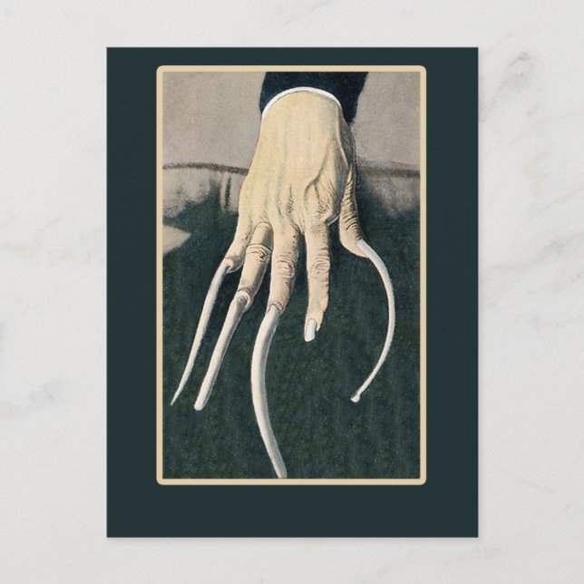 Långa fingernaglar, cirkussjukekort vykort (Framsida)
