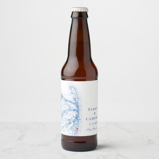 Långa Gren Karta Elegant bröllop Ölflaska Etikett (Framsida)